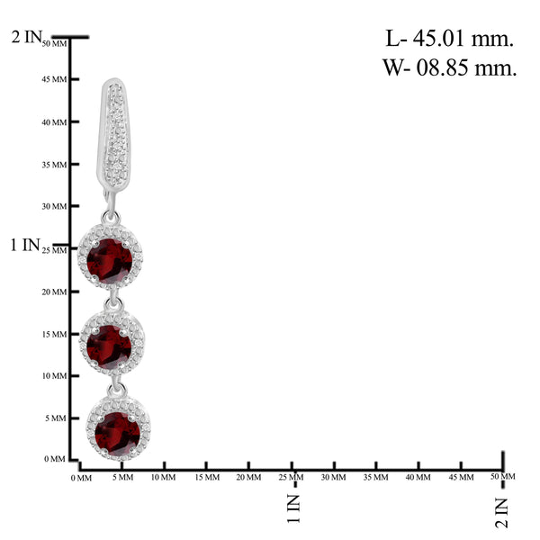 JewelonFire 3 1/2 Carat T.G.W. Garnet and White Diamond Accent Sterling Silver Dangle Earrings - Assorted Colors