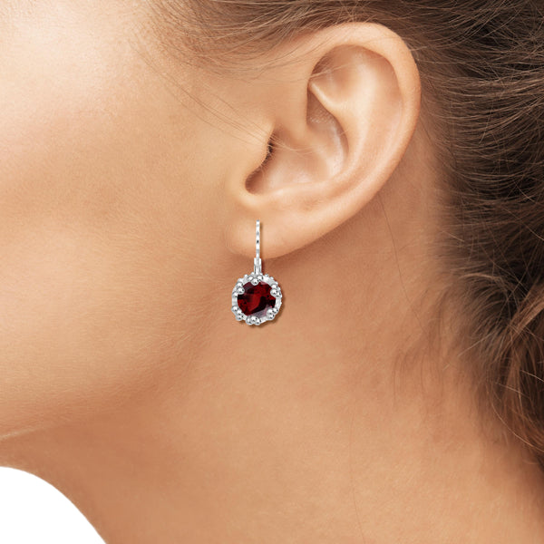 JewelonFire 1 1/5 Carat T.G.W. Garnet Sterling Silver Drop Earrings - Assorted Colors