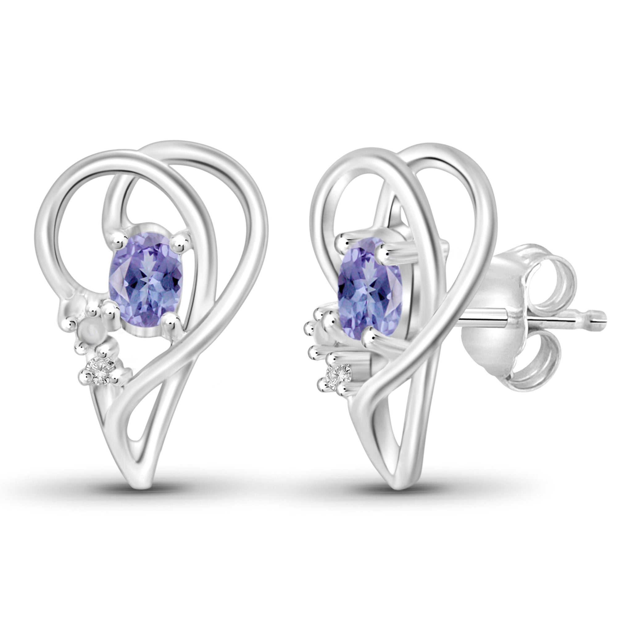 JewelonFire 0.45 Carat T.G.W. Tanzanite and White Diamond Accent Sterling Silver Earrings - Assorted Colors