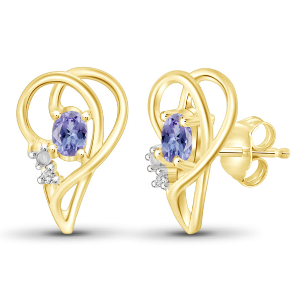 JewelonFire 0.45 Carat T.G.W. Tanzanite and White Diamond Accent Sterling Silver Earrings - Assorted Colors