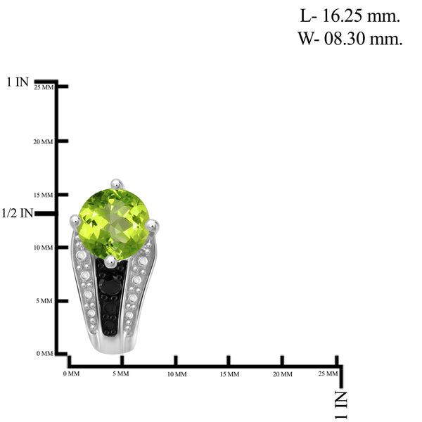 JewelonFire 1 1/2 Carat T.G.W. Peridot And Black Diamond Accent Sterling Silver J Hoop Earrings - Assorted Colors