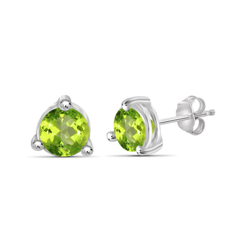 JewelonFire 1 1/2 Carat T.G.W. Peridot Sterling Silver Stud Earrings - Assorted Colors