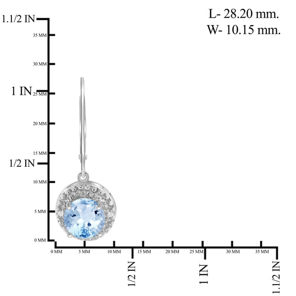 JewelonFire 3 1/5 Carat T.G.W. Sky Blue Topaz And White Diamond Accent Sterling Silver Drop Earrings - Assorted Colors