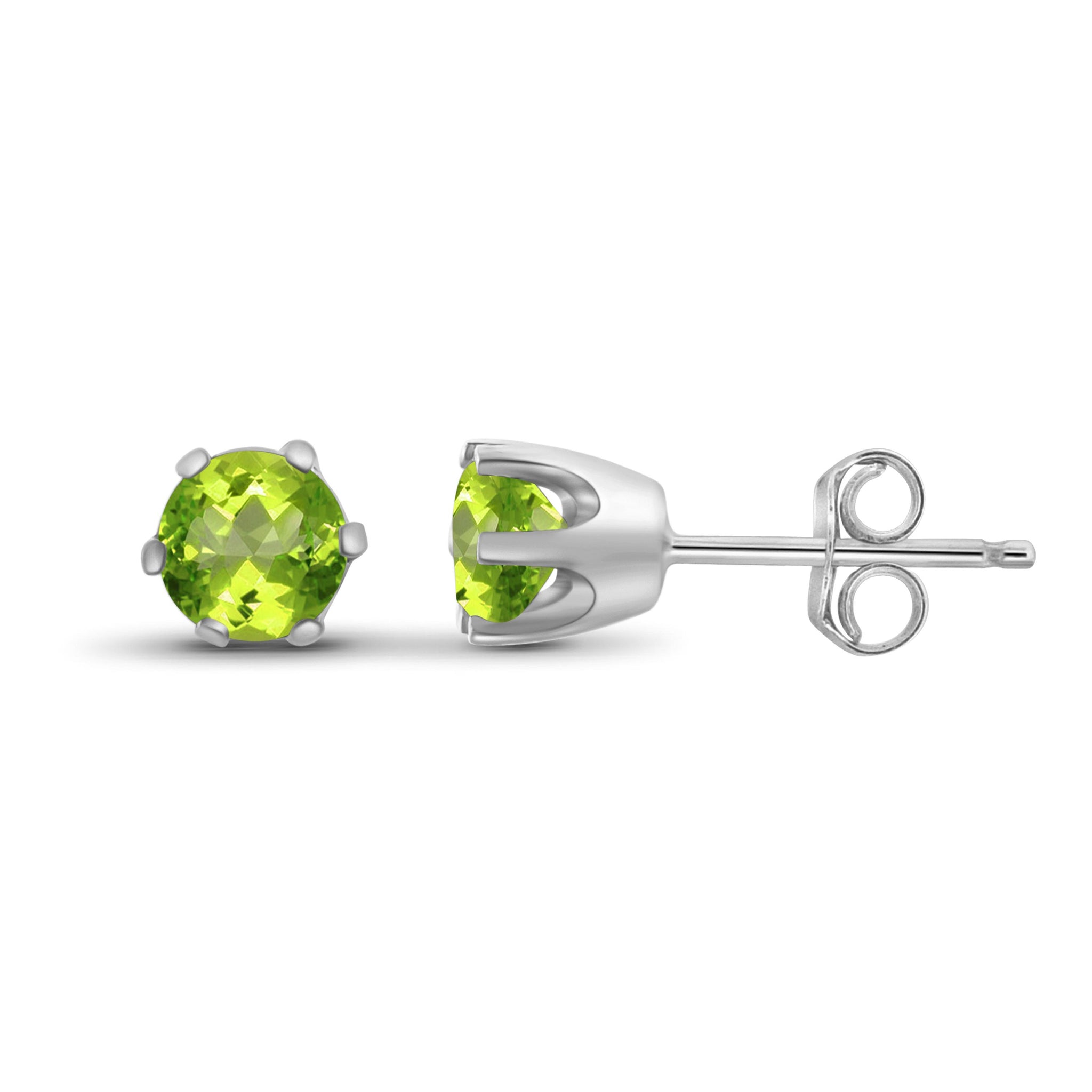 JewelonFire 1/2 Carat T.G.W. Peridot Sterling Silver Stud Earrings - Assorted Colors