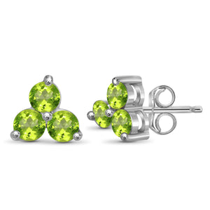 JewelonFire 1 1/2 Carat T.G.W. Peridot Sterling Silver Stud Earrings - Assorted Colors