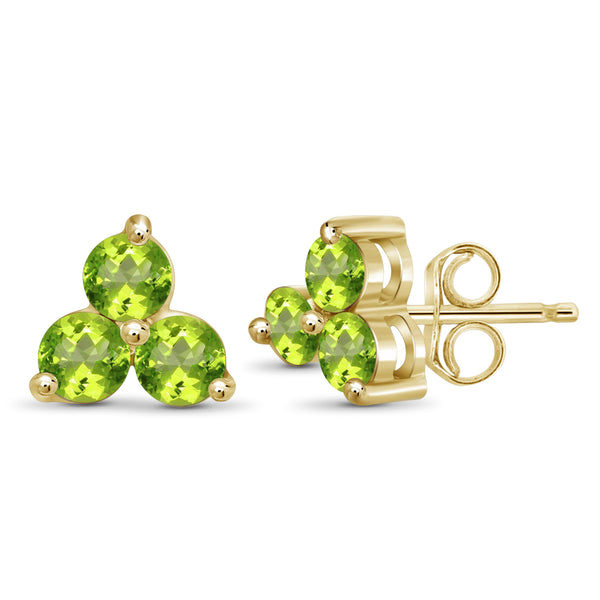 JewelonFire 1 1/2 Carat T.G.W. Peridot Sterling Silver Stud Earrings - Assorted Colors