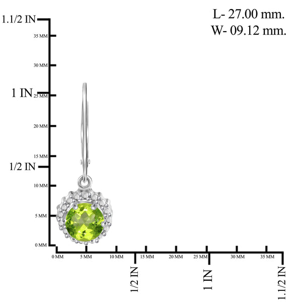 JewelonFire 1 1/2 Carat T.G.W. Peridot And White Diamond Accent Sterling Silver Drop Earrings - Assorted Colors