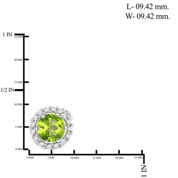JewelonFire 1 1/2 Carat T.G.W. Peridot And White Diamond Accent Sterling Silver Halo Earrings - Assorted Colors