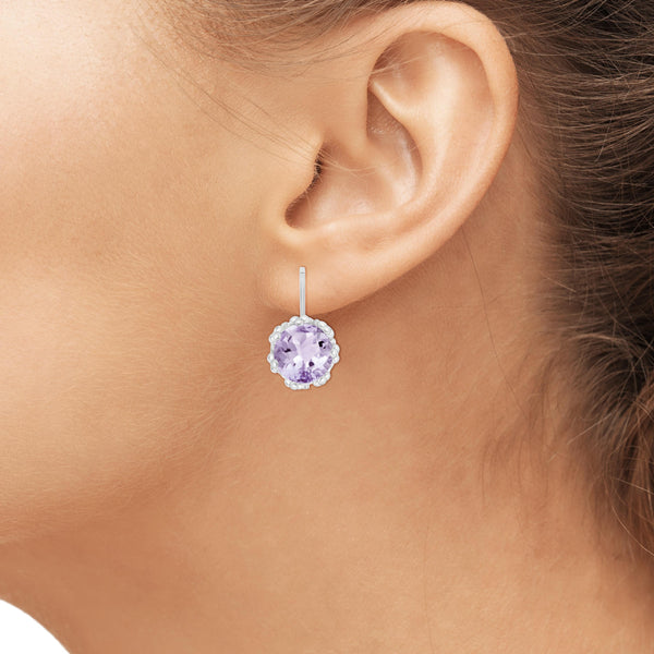 JewelonFire 2 1/2 Carat T.G.W. Pink Amethyst Sterling Silver Crown Earrings - Assorted Colors