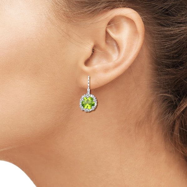 JewelonFire 1.00 Carat T.G.W. Peridot Sterling Silver Drop Earrings - Assorted Colors