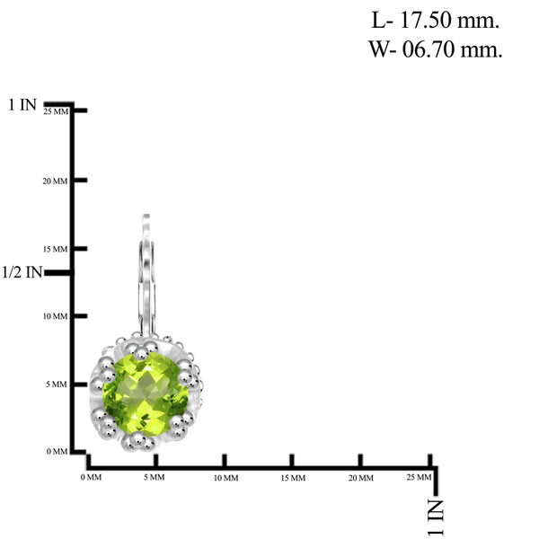 JewelonFire 1.00 Carat T.G.W. Peridot Sterling Silver Drop Earrings - Assorted Colors