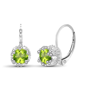 JewelonFire 1.00 Carat T.G.W. Peridot Sterling Silver Drop Earrings - Assorted Colors