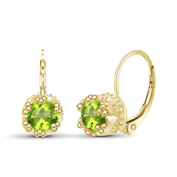 JewelonFire 1.00 Carat T.G.W. Peridot Sterling Silver Drop Earrings - Assorted Colors