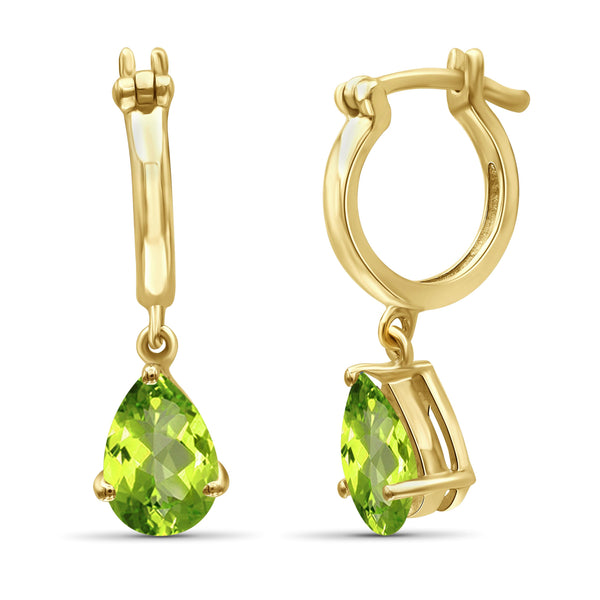 JewelonFire 1 1/2 Carat T.G.W. Peridot Sterling Silver Dangle Earrings - Assorted Colors