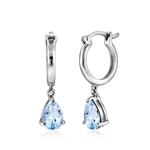 JewelonFire 1 1/5 Carat T.G.W. Sky Blue Topaz Sterling Silver Drop Earrings - Assorted Colors