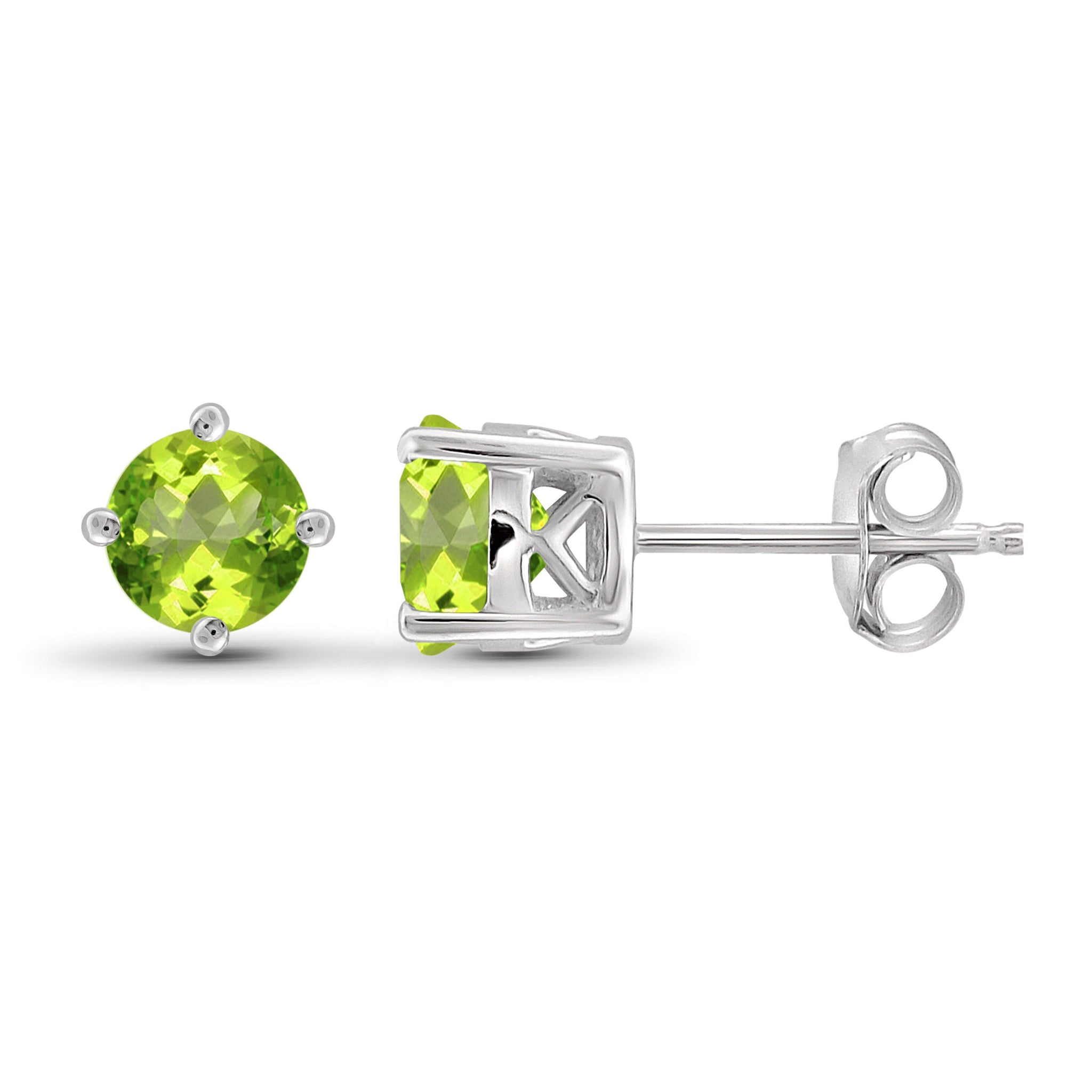 JewelonFire 1 1/5 Carat T.G.W. Peridot Sterling Silver Stud Earrings - Assorted Colors