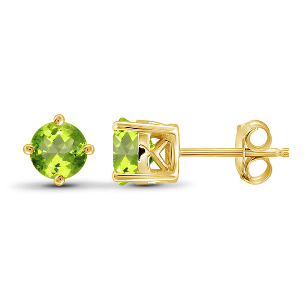 JewelonFire 1 1/5 Carat T.G.W. Peridot Sterling Silver Stud Earrings - Assorted Colors