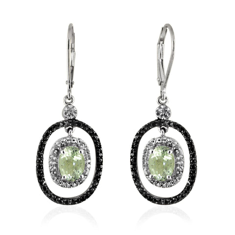 JewelonFire 2 1/2 Carat T.G.W. Green Amethyst And White Diamond Accent Sterling Silver Dangle Earrings - Assorted Colors