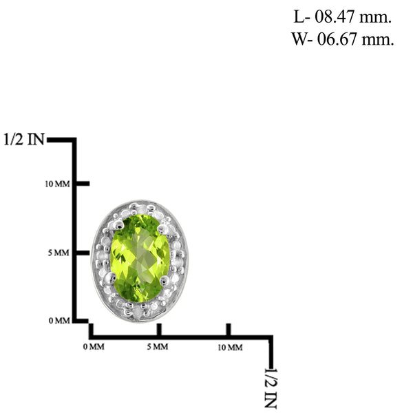 JewelonFire 1.00 Carat T.G.W. Peridot And White Diamond Accent Sterling Silver Stud Earrings - Assorted Colors