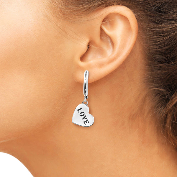 JewelonFire Sterling Silver "LOVE" Engraved My Heart Earrings - Assorted Colors