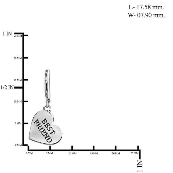 JewelonFire Sterling Silver "BEST FRIEND" Engraved My Heart Earrings - Assorted Colors