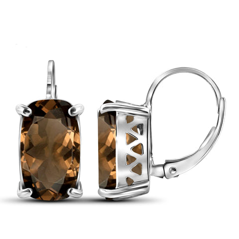 JewelonFire 5 1/2 Carat T.G.W. Smoky Quartz Sterling Silver Drop Earrings - Assorted Colors