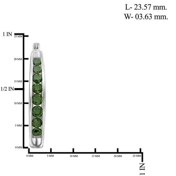 JewelonFire 1.00 Carat T.W. Green Diamond Sterling Silver Hoop Earrings