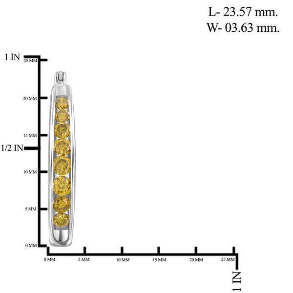 JewelonFire 1.00 Carat T.W. Yellow Diamond Sterling Silver Hoop Earrings