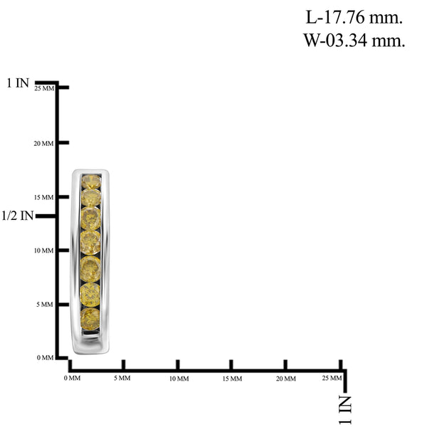 JewelonFire 1.00 Carat T.W. Yellow Diamond Sterling Silver Hoop Earrings