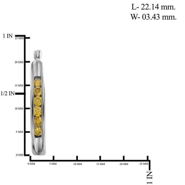 JewelonFire 1/2 Carat T.W. Yellow Diamond Sterling Silver Hoop Earrings