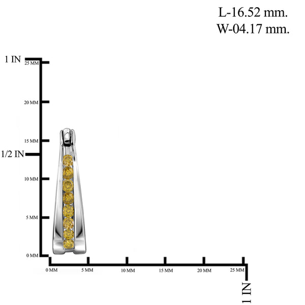 JewelonFire 1/4 Carat T.W. Yellow Diamond Sterling Silver Hoop Earrings