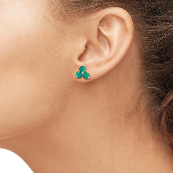 JewelonFire 3/4 Carat T.G.W. Emerald Sterling Silver Stud Earrings - Assorted Colors