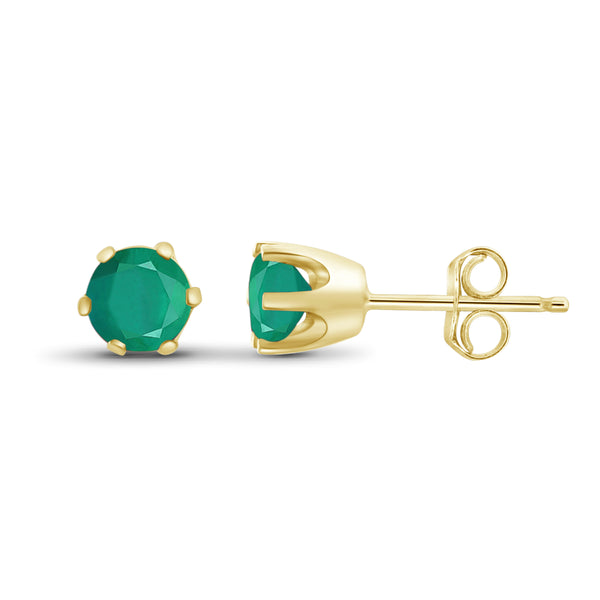 JewelonFire 1/2 Carat T.G.W. Emerald Sterling Silver Stud Earrings - Assorted Colors