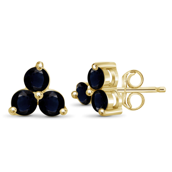 JewelonFire 2 1/4 Carat T.G.W. Sapphire Sterling Silver Stud Earrings - Assorted Colors