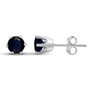 JewelonFire 1 Carat T.G.W. Sapphire Sterling Silver Stud Earrings - Assorted Colors