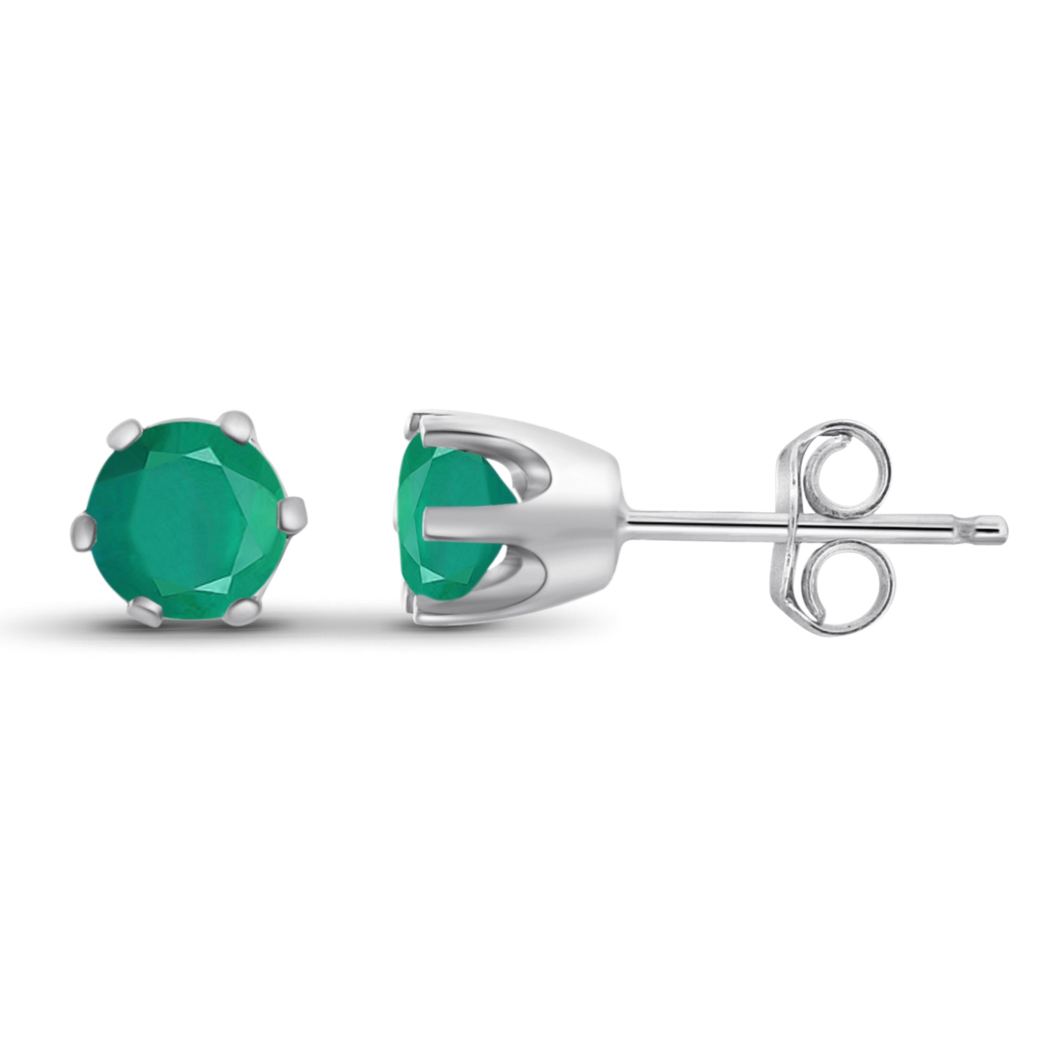 JewelonFire 3/4 Carat T.G.W. Emerald Sterling Silver Stud Earrings - Assorted Colors