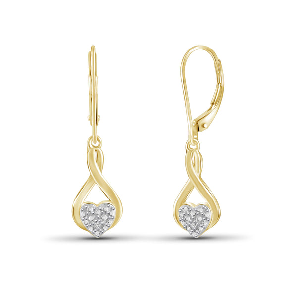 JewelonFire White Diamond Accent 14kt Gold Plated Brass Dangle Earrings