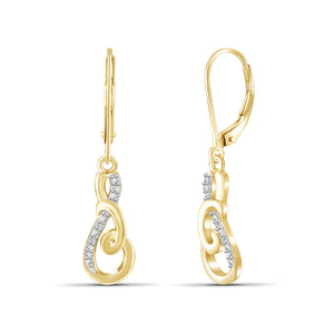 JewelonFire White Diamond Accent 14kt Gold Plated Brass Dangle Earrings