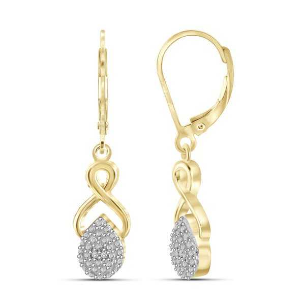 JewelonFire White Diamond Accent 14kt Gold Plated Brass Dangle Earrings