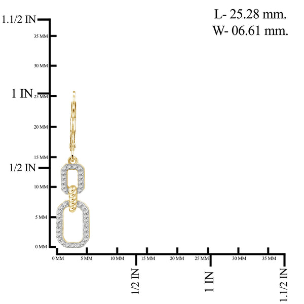 JewelonFire White Diamond Accent 14kt Gold Plated Brass Dangle Earrings