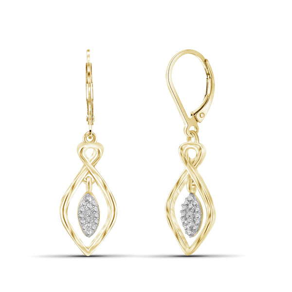 JewelonFire White Diamond Accent 14kt Gold Plated Brass Dangle Earrings