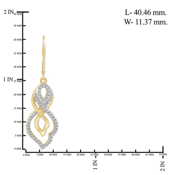 JewelonFire White Diamond Accent 14kt Gold Plated Brass Dangle Earrings