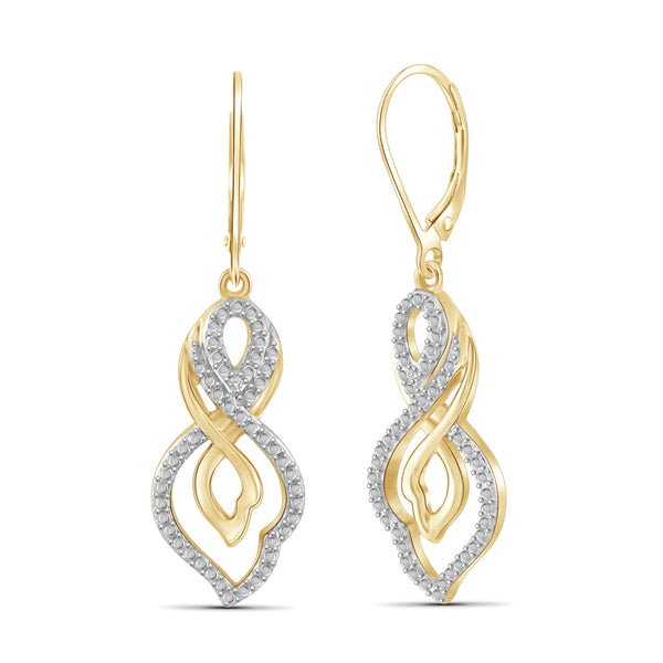 JewelonFire White Diamond Accent 14kt Gold Plated Brass Dangle Earrings