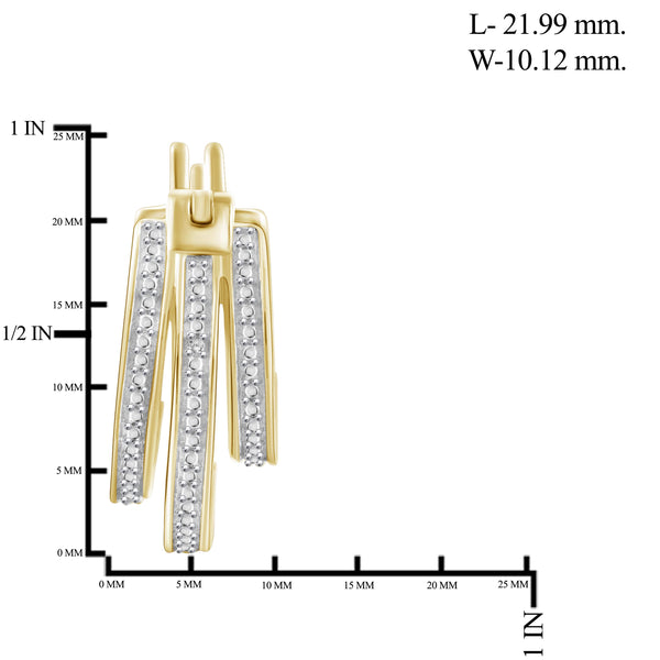 JewelonFire White Diamond Accent 14kt Gold Plated Brass Hoop Earrings