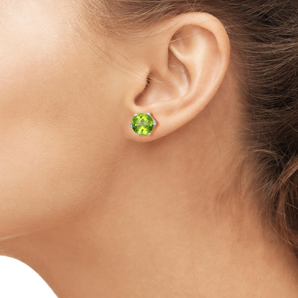 JewelonFire 1/2 Carat T.G.W. Peridot Sterling Silver Stud Earrings - Assorted Colors