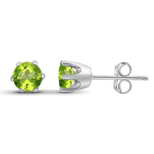 JewelonFire 1/2 Carat T.G.W. Peridot Sterling Silver Stud Earrings - Assorted Colors