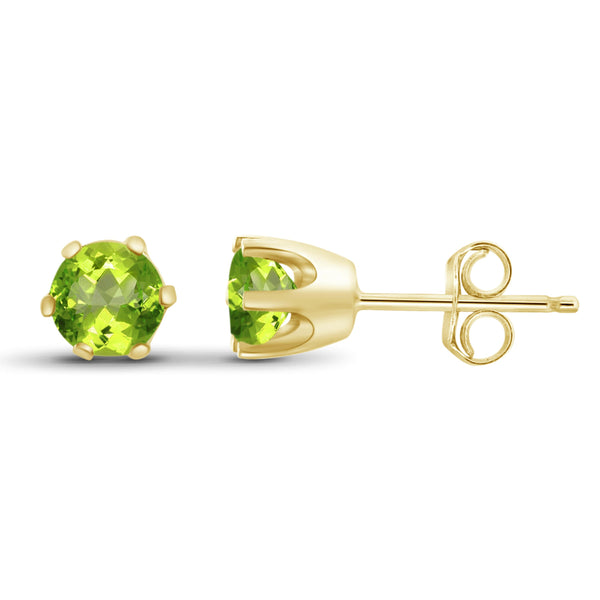 JewelonFire 1/2 Carat T.G.W. Peridot Sterling Silver Stud Earrings - Assorted Colors