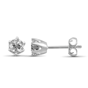 JewelonFire 1 1/4 Carat T.G.W. White Topaz Sterling Silver Stud Earrings - Assorted Colors