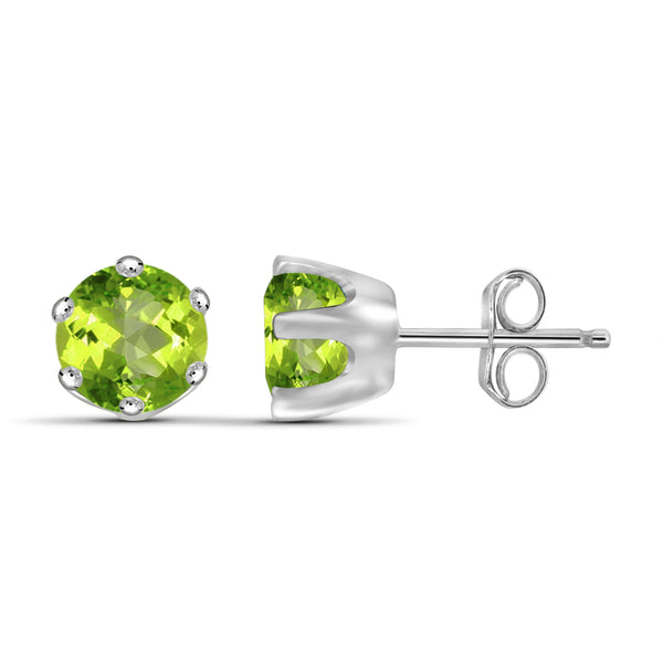 JewelonFire 1 1/5 Carat T.G.W. Peridot Sterling Silver Stud Earrings - Assorted Colors