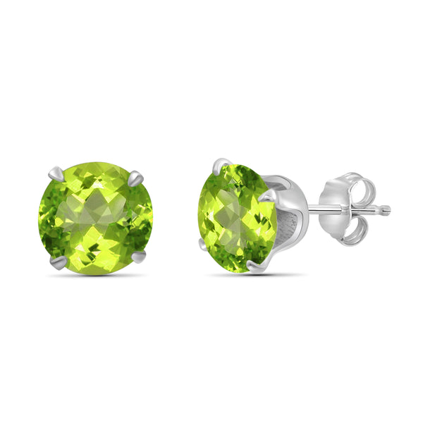 JewelonFire 1 1/2 Carat T.G.W. Peridot Sterling Silver Stud Earrings - Assorted Colors